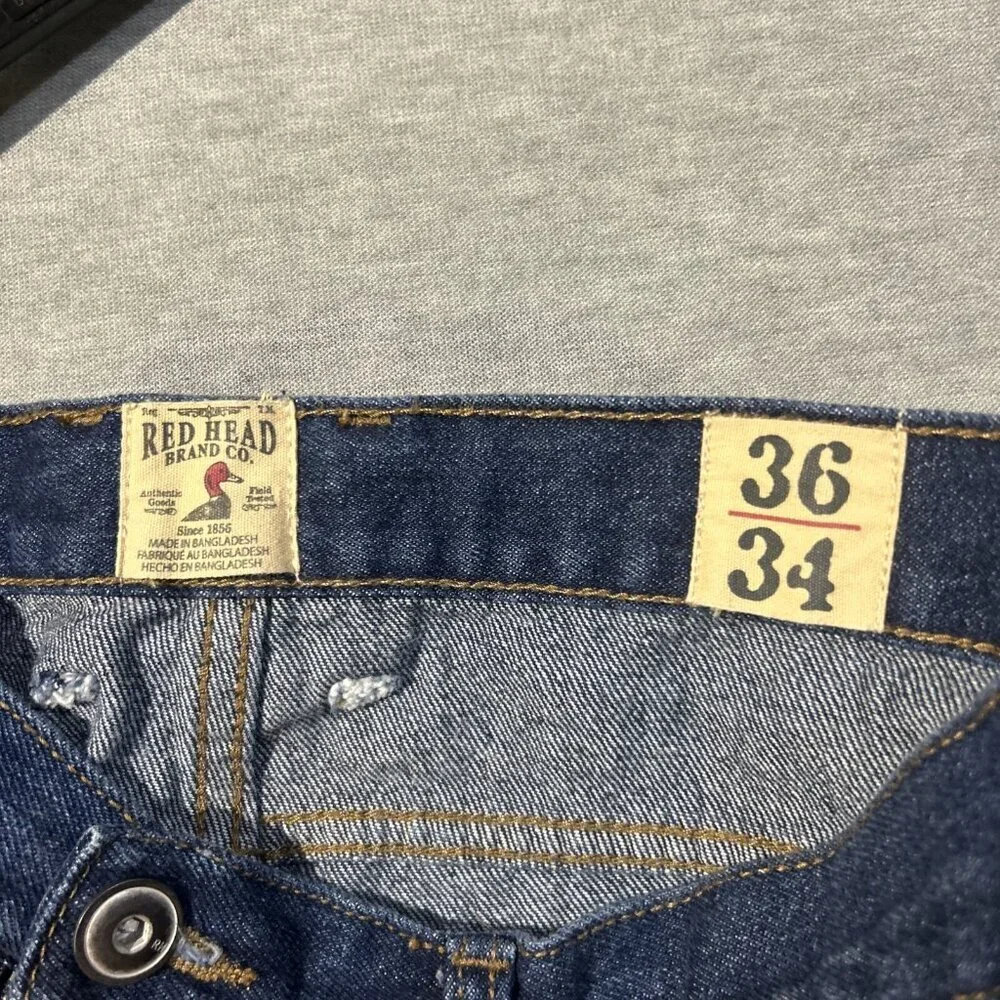 Mens Redhead Jeans Straight Leg Size 36 x 34 Regular Fit Denim Dark Blue Pants